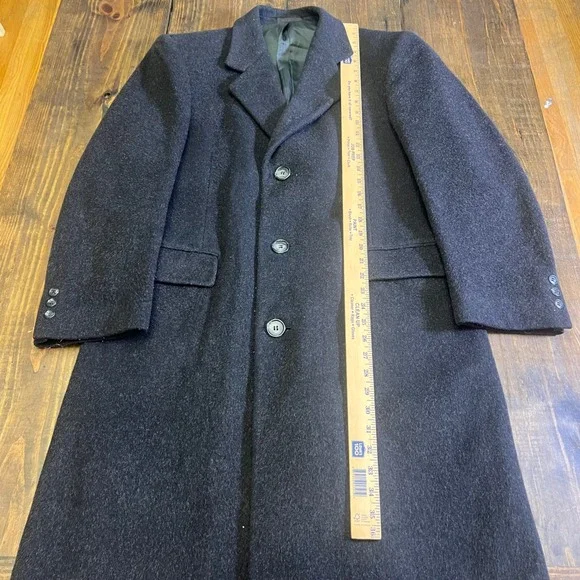 Nino Cerruti Cashmere Wool Blend Overcoat Mens Charcoal Gray, mens size 38r